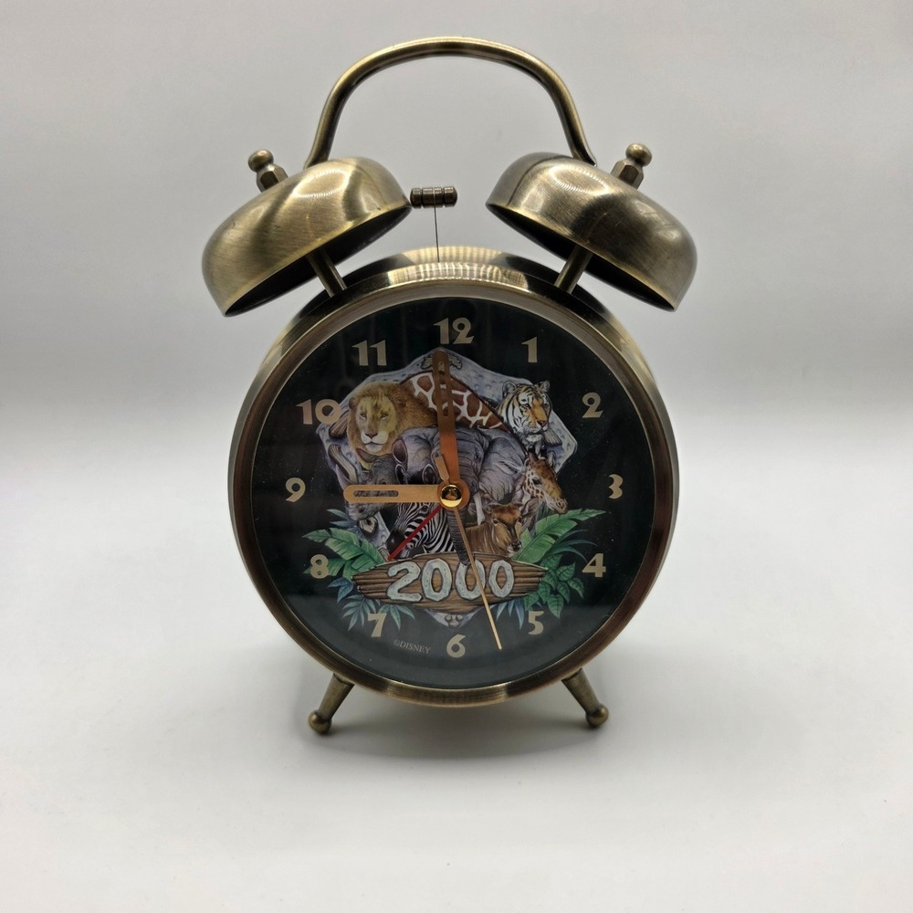 Rare Vtg Disney Animal Kingdom 2000 Millennium Twin Bell Alarm Clock  Safari